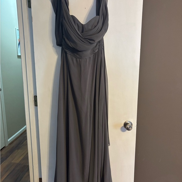 WEDDING BRIDESMAID PROM AZAZIE Grey A-Line Strapless Chiffon Convertible Dress 👗 - Picture 13 of 15